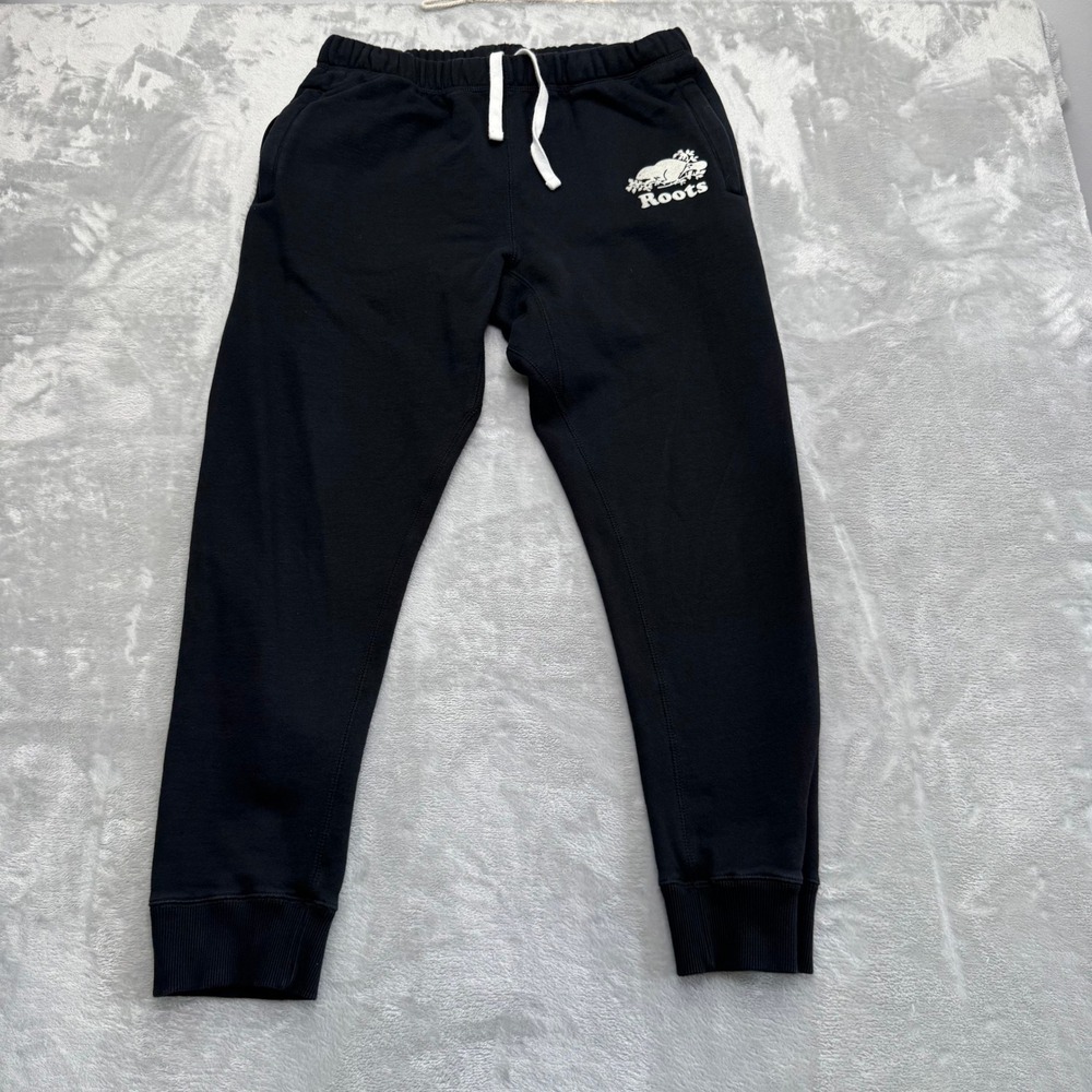 Roots Sweatpants Men's Medium Black Original Cooper Cabin Joggers